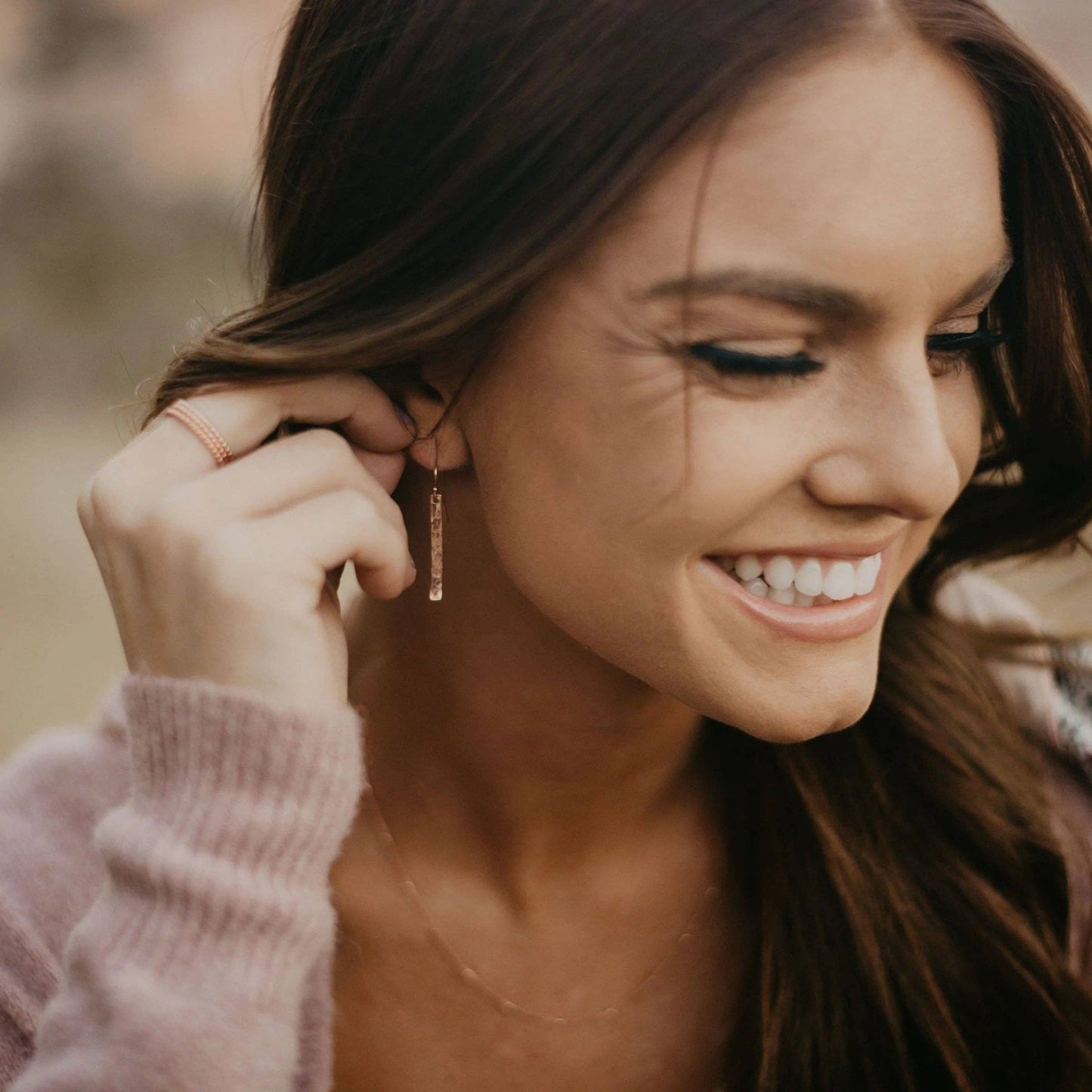 Hammered Bar Earrings | 14k Gold Fill & Sterling Silver