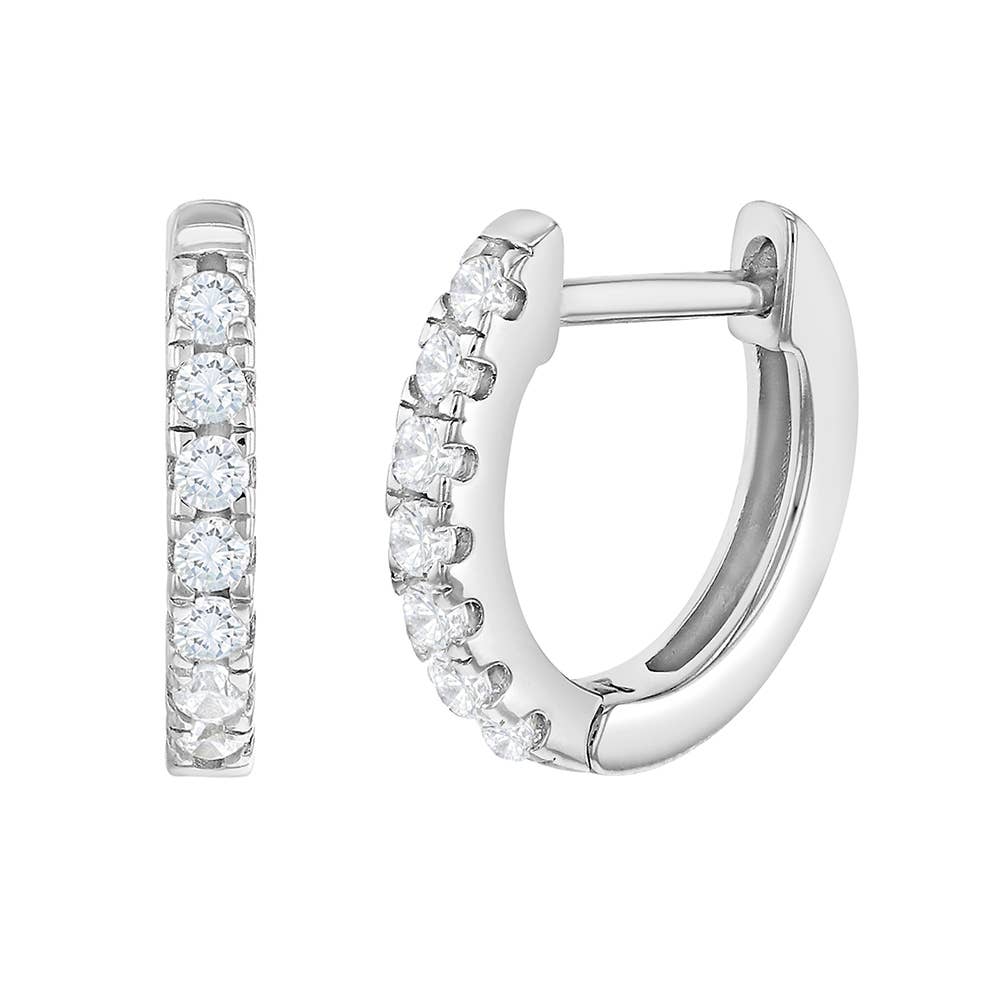 Girls Earrings Hoop - Sterling Silver & Cubic Zirconia