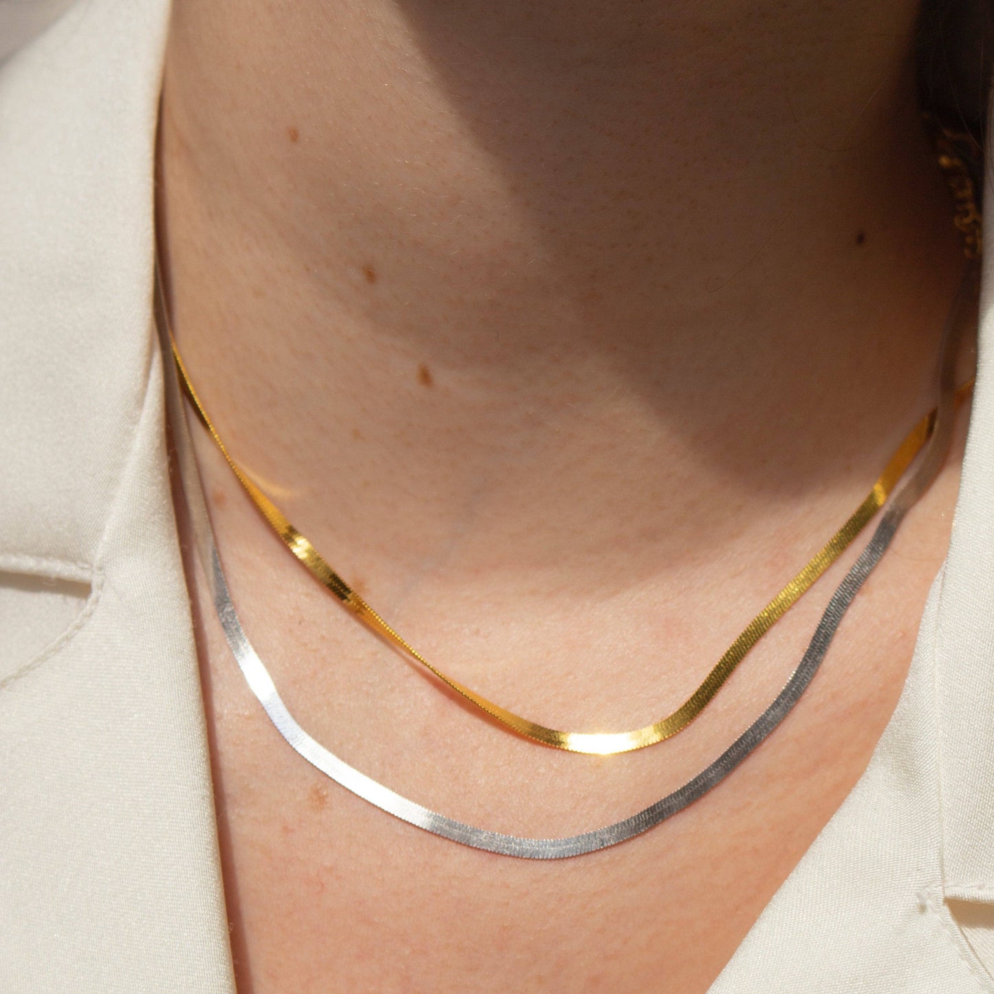 Isabella Herringbone Necklace - Gold