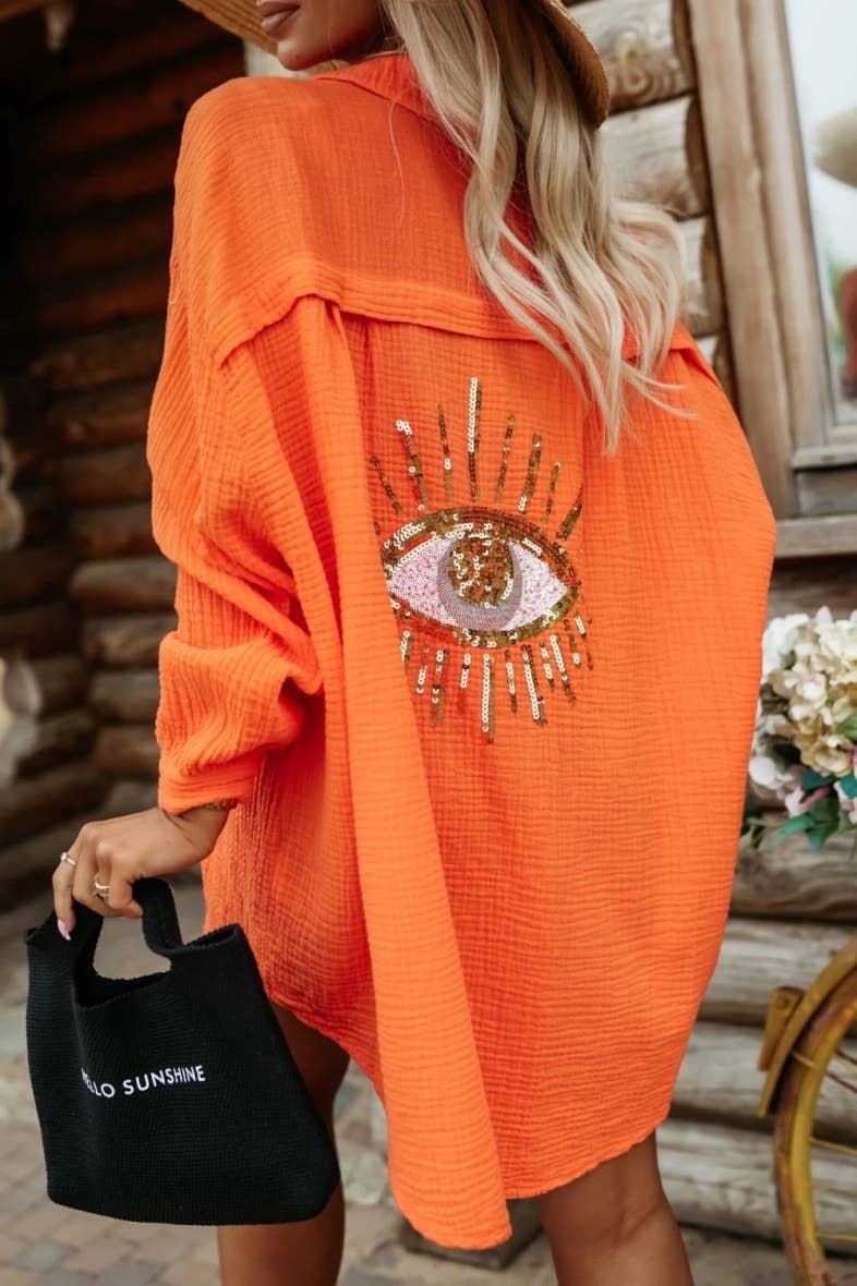 Cotton Gauze Shirt with Eye Pattern