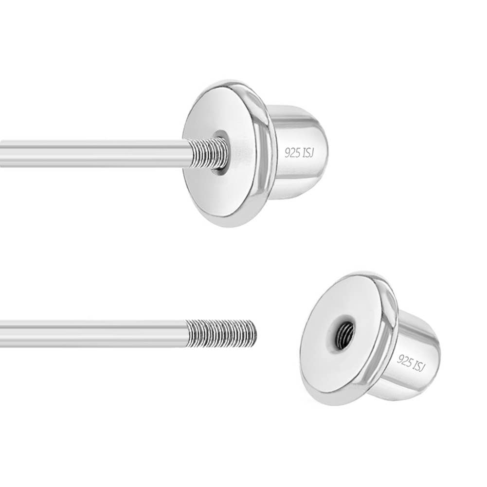 Solitaire Flower Clear Kids Earrings - Sterling Silver