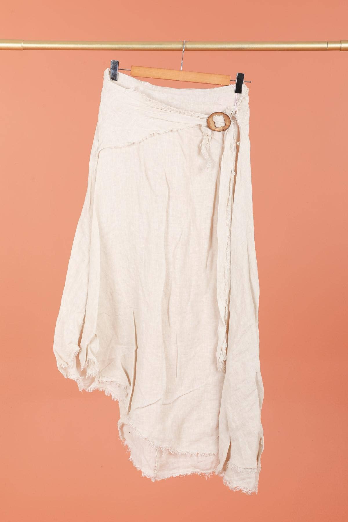 Boho Linen Skirt with Drawstring