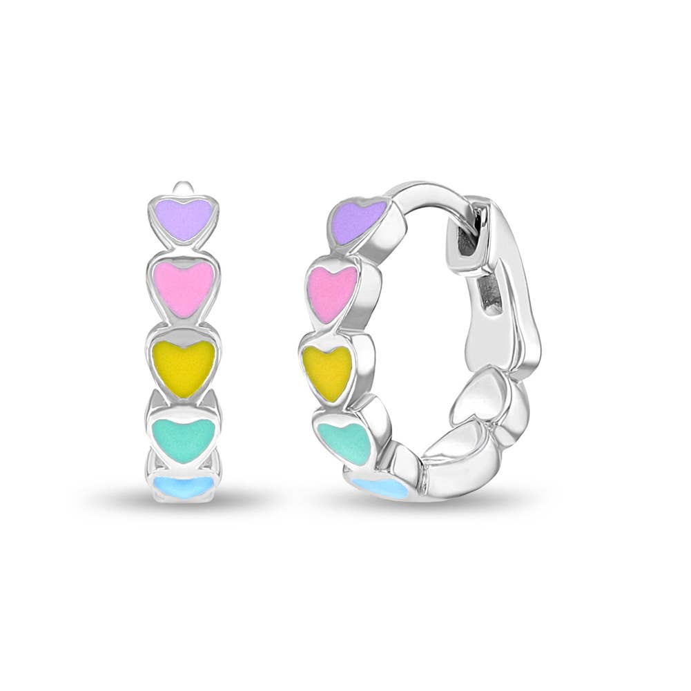 Heart Hoop Earrings - Sterling Silver