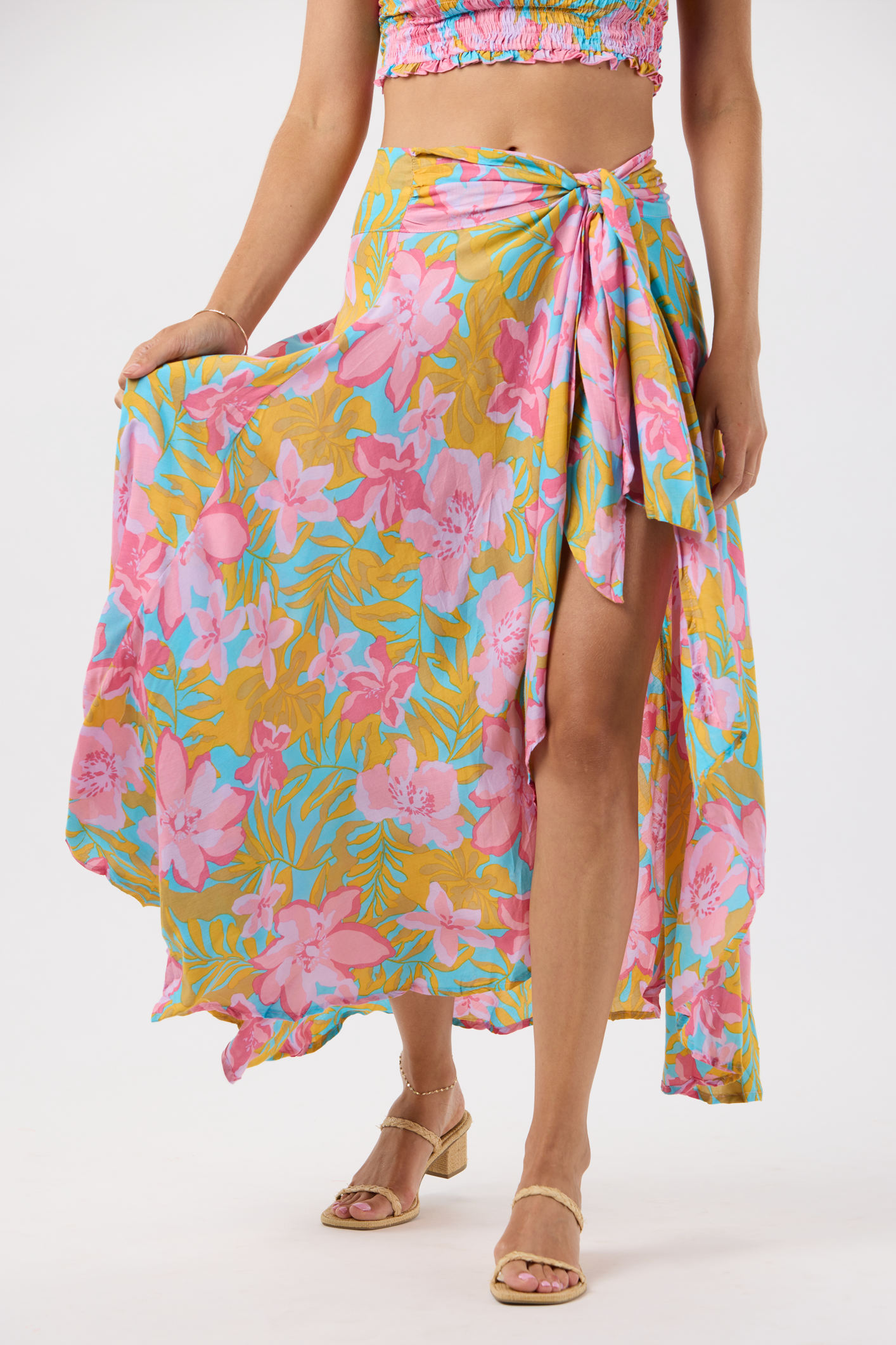 Azure Wrap Skirt & Ruffle Top