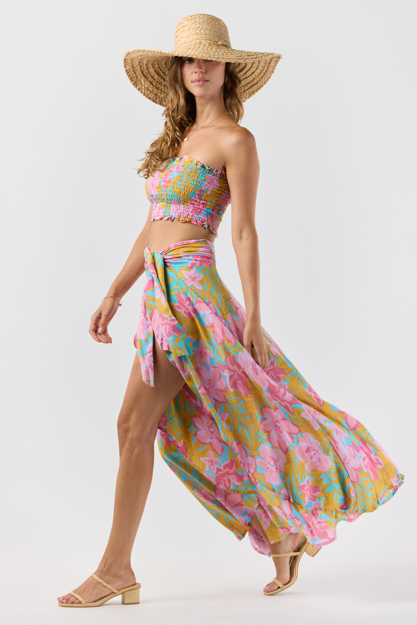 Azure Wrap Skirt & Ruffle Top