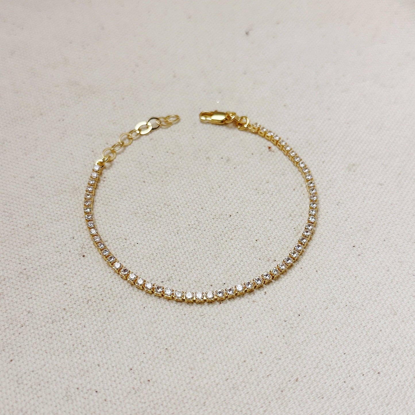 18k Gold Filled 2mm CZ Tennis Bracelet