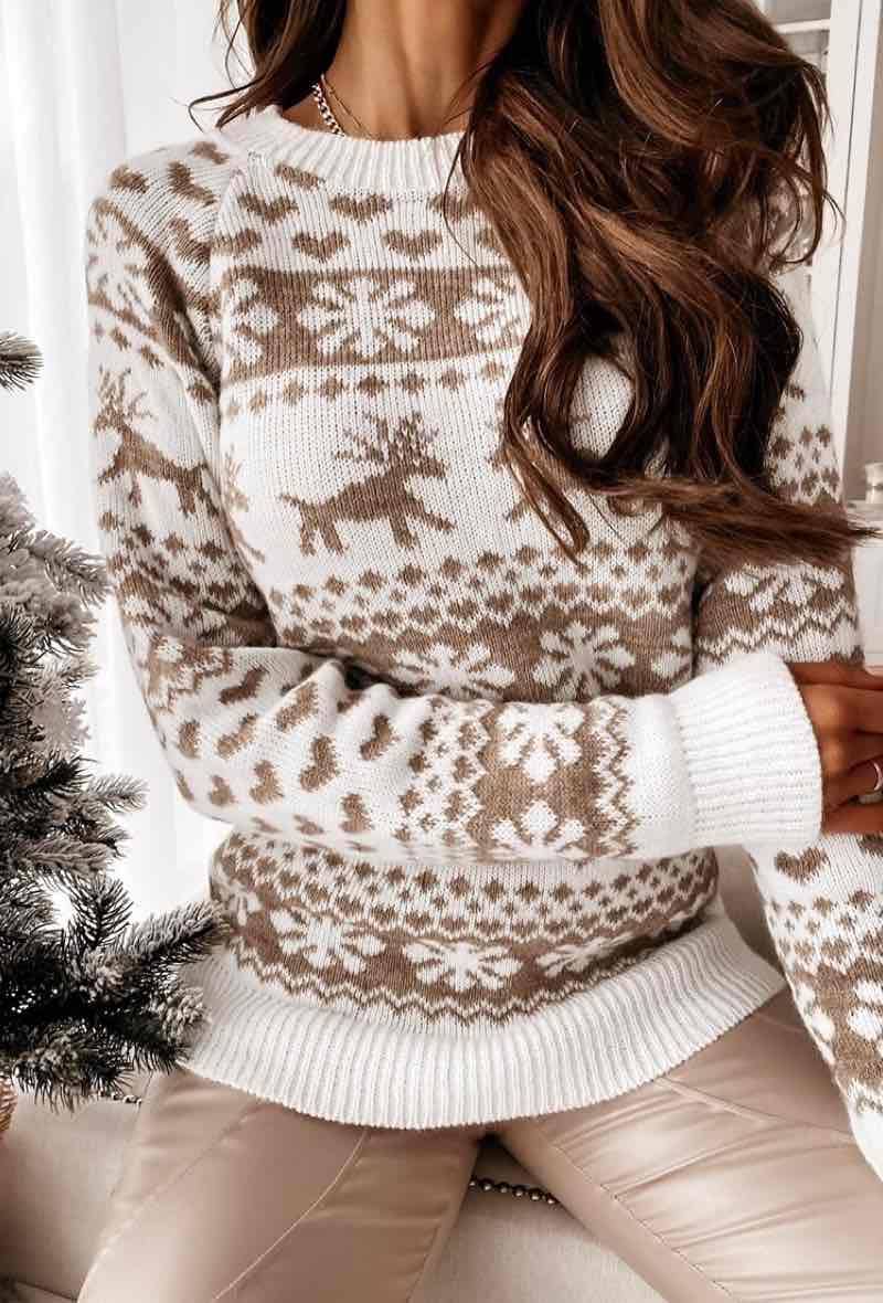 Christmas Sweater - Red Snowflakes & Reindeer
