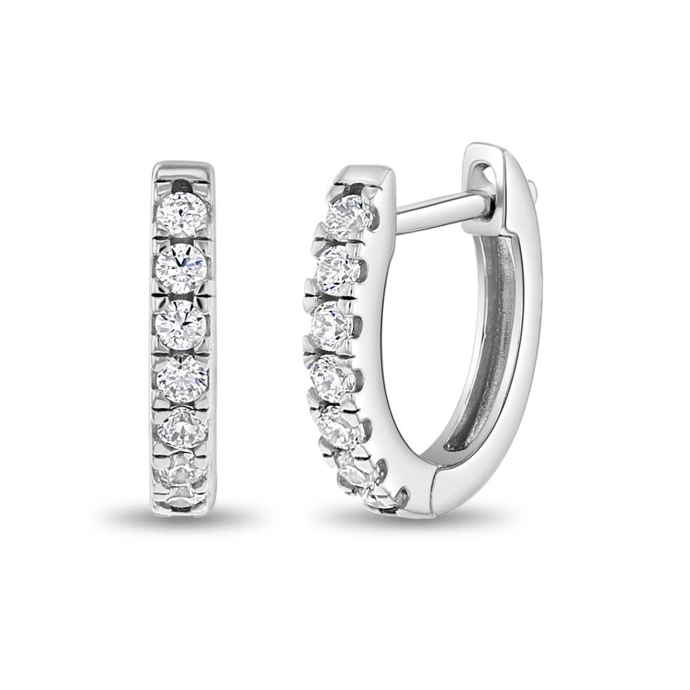Girls Earrings Hoop - Sterling Silver & Cubic Zirconia