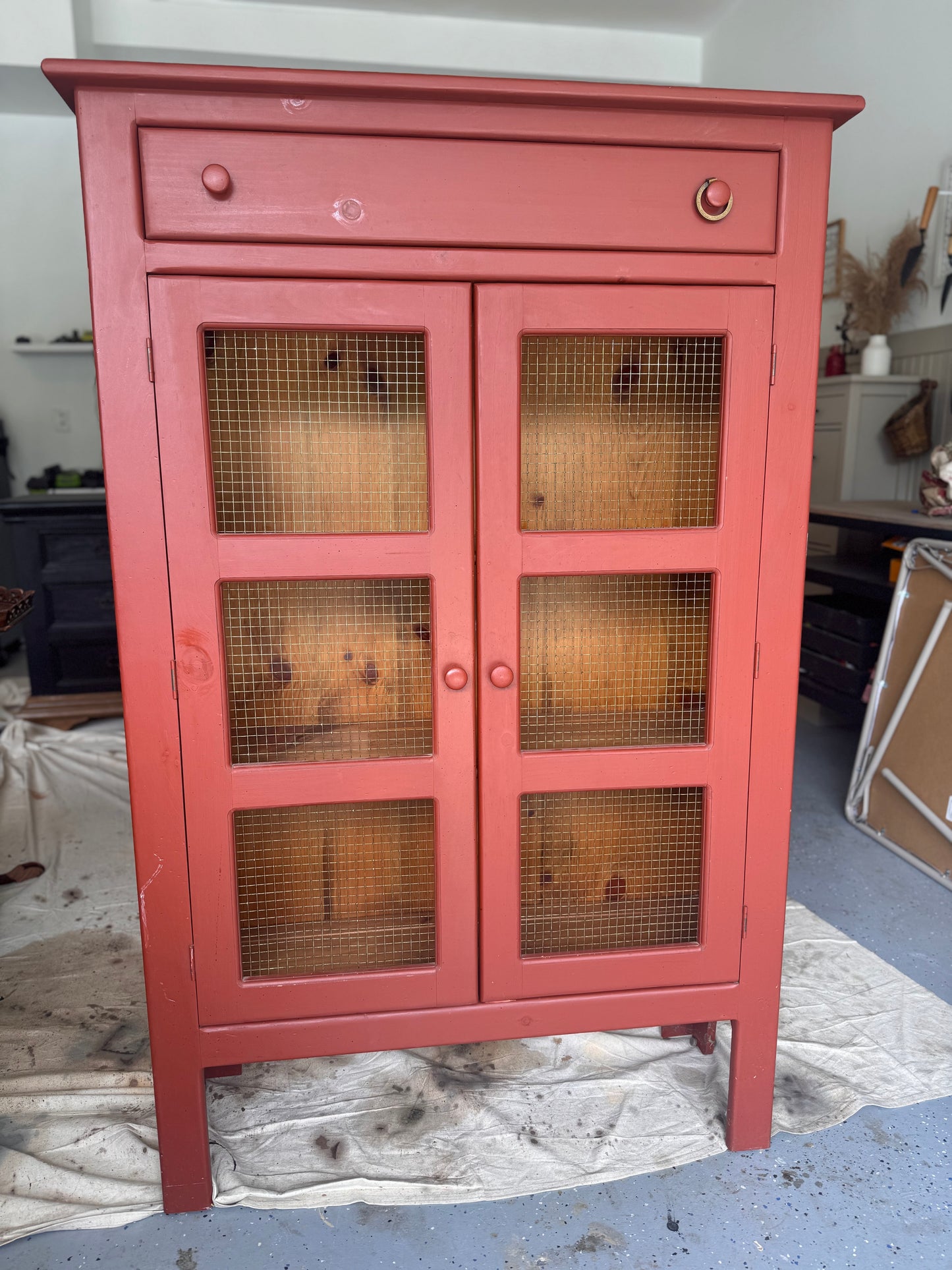 Vintage Habersham Plantation Painted Pie Safe