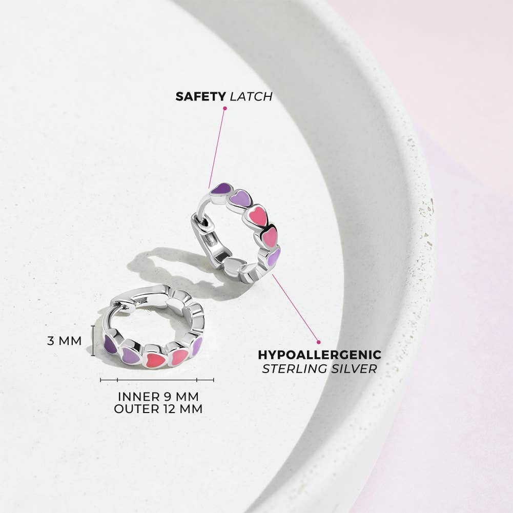 Heart Hoop Earrings - Sterling Silver