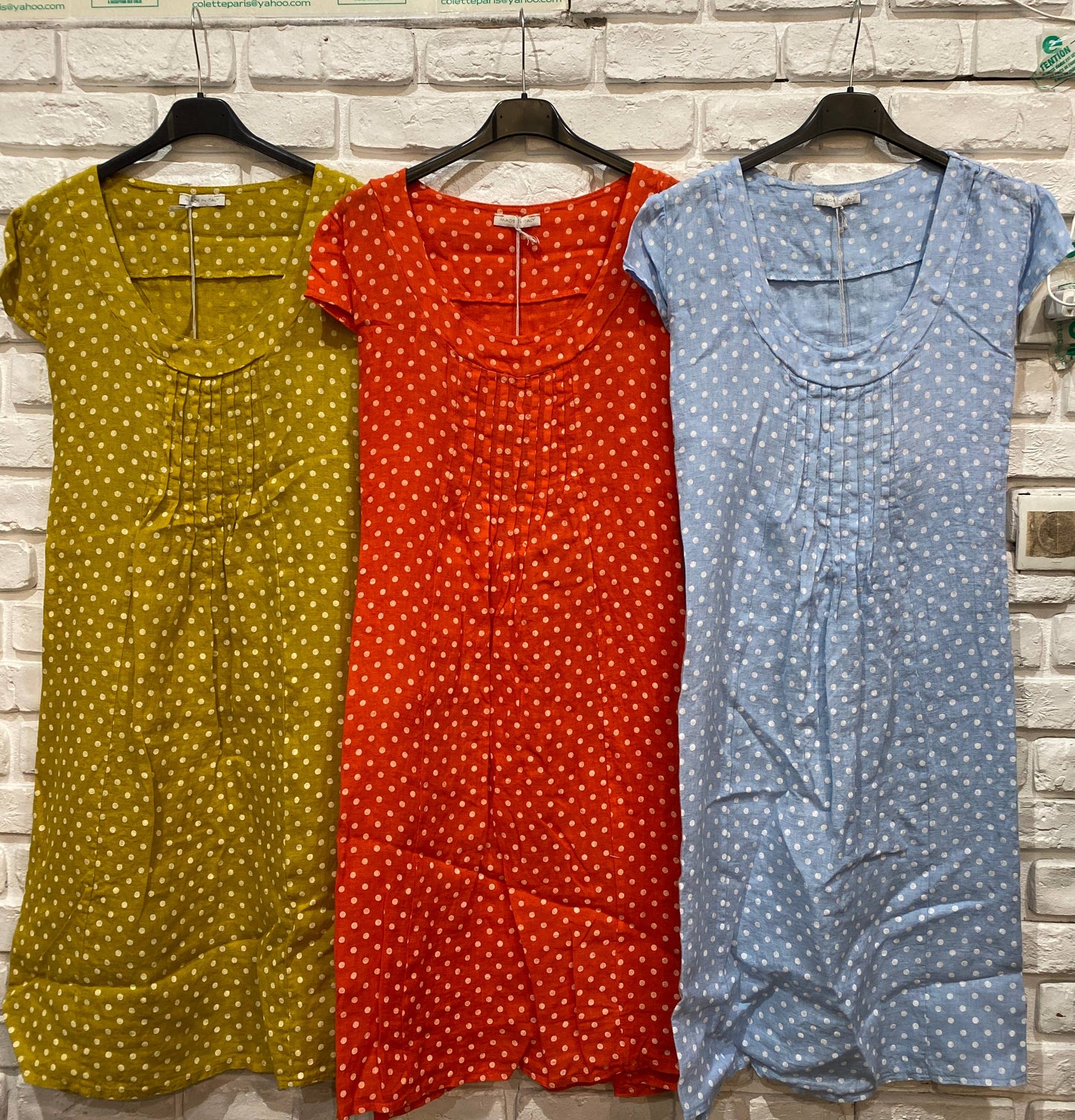 Polka Dot Patterned Linen Dress