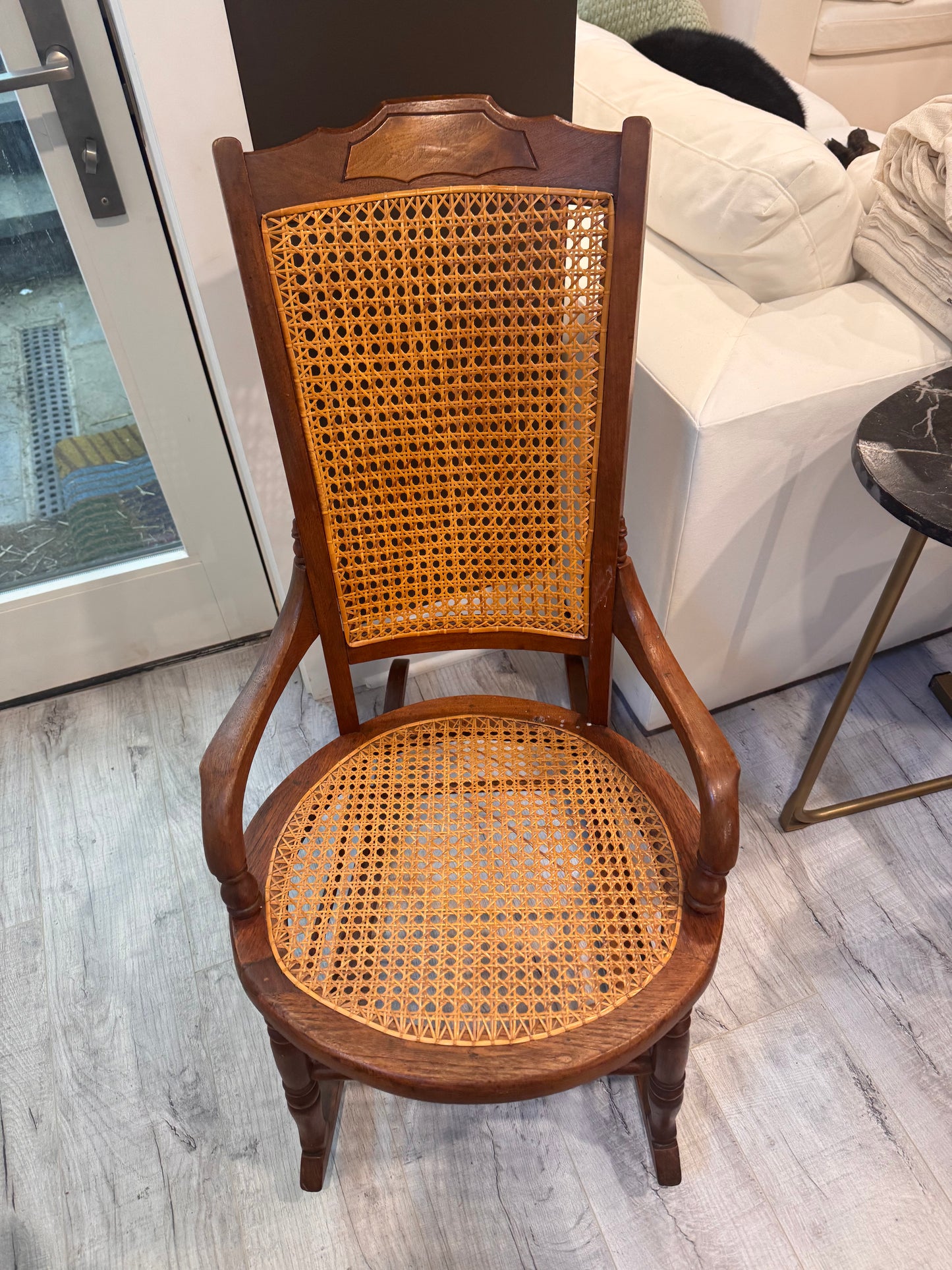 Antique Cane Victorian Lady Rocking Chair