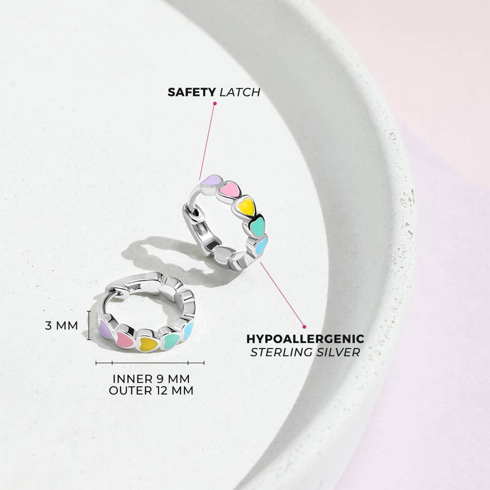 Heart Hoop Earrings - Sterling Silver
