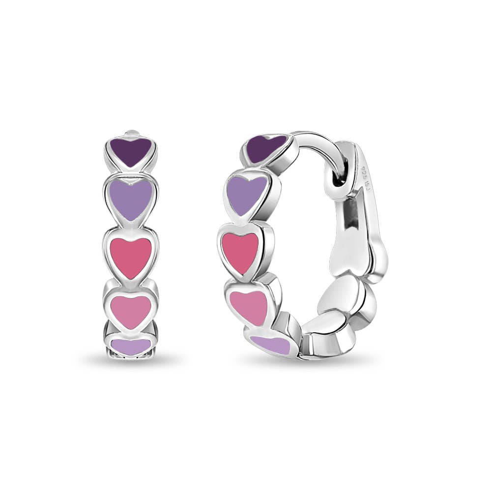 Heart Hoop Earrings - Sterling Silver