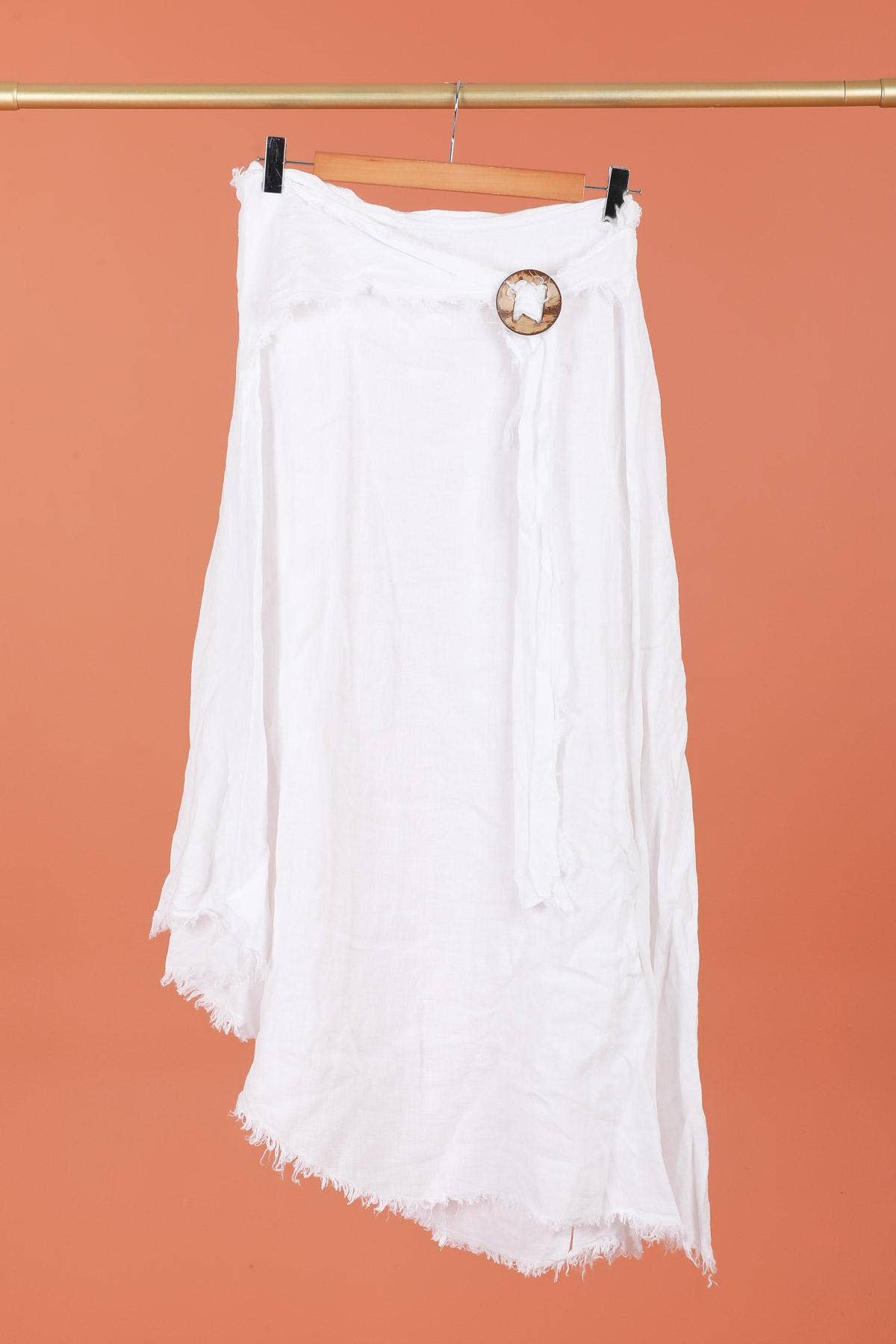Boho Linen Skirt with Drawstring