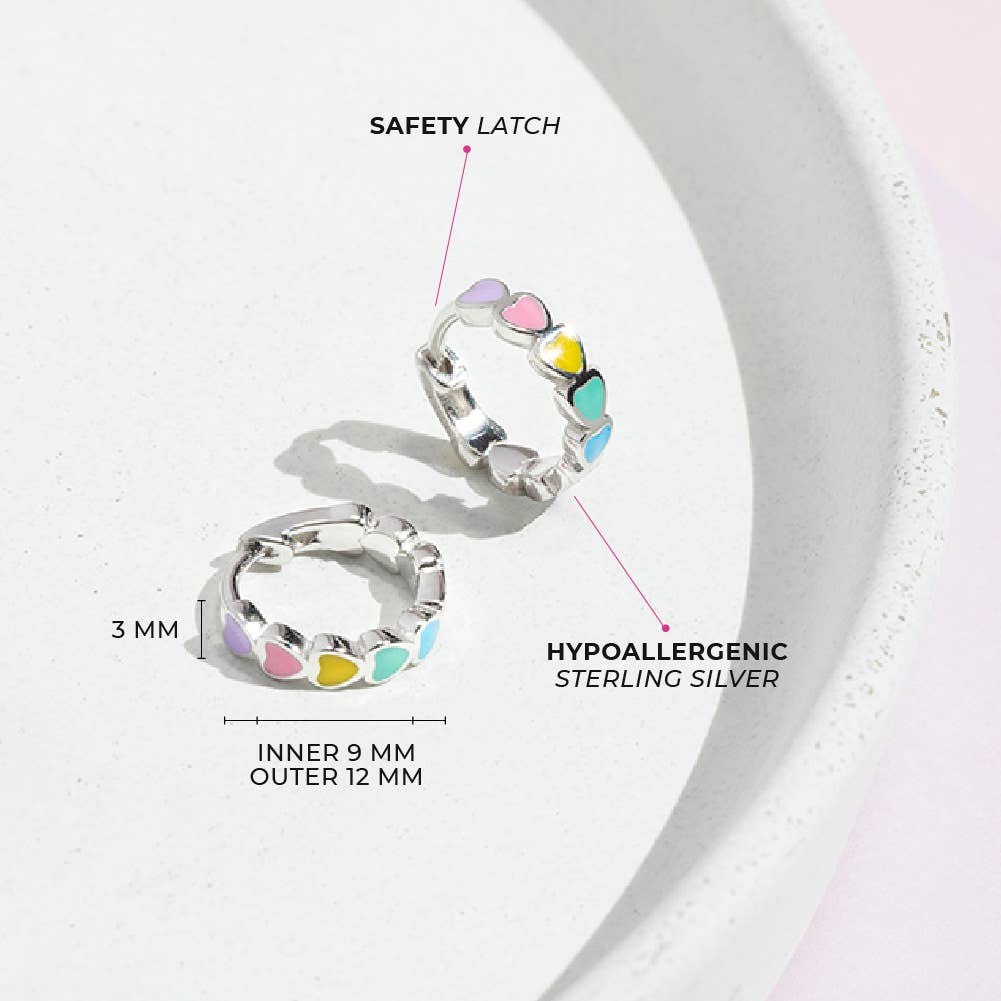 Heart Hoop Earrings - Sterling Silver