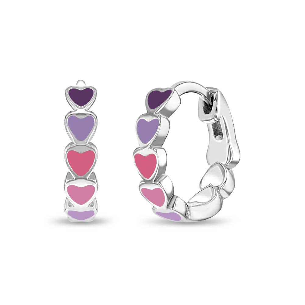 Heart Hoop Earrings - Sterling Silver