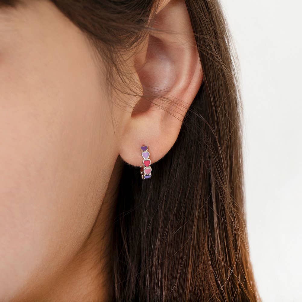 Heart Hoop Earrings - Sterling Silver