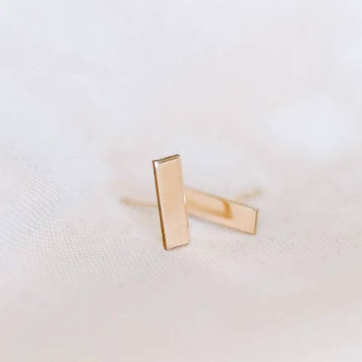 Bar Stud Earrings | 14k Gold Fill & Sterling Silver