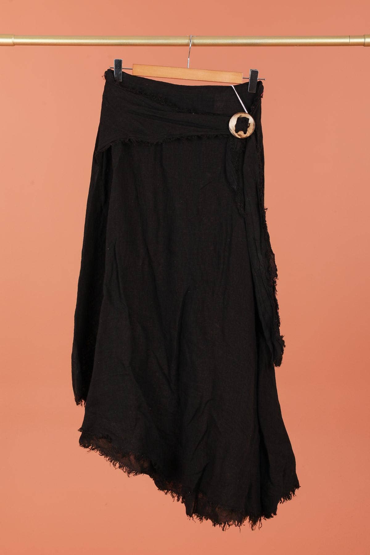 Boho Linen Skirt with Drawstring