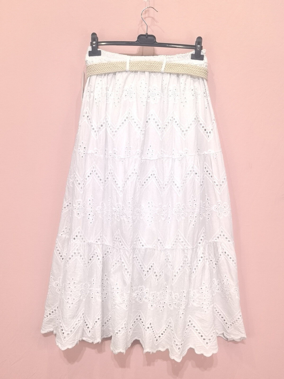 Broderie Anglaise Skirt with Belt