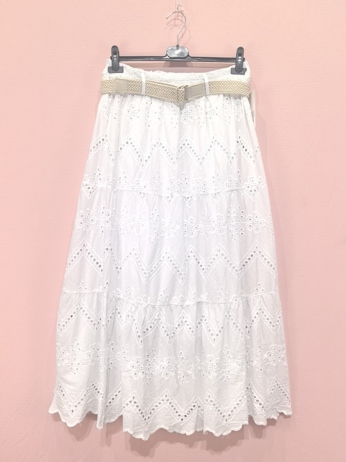 Broderie Anglaise Skirt with Belt