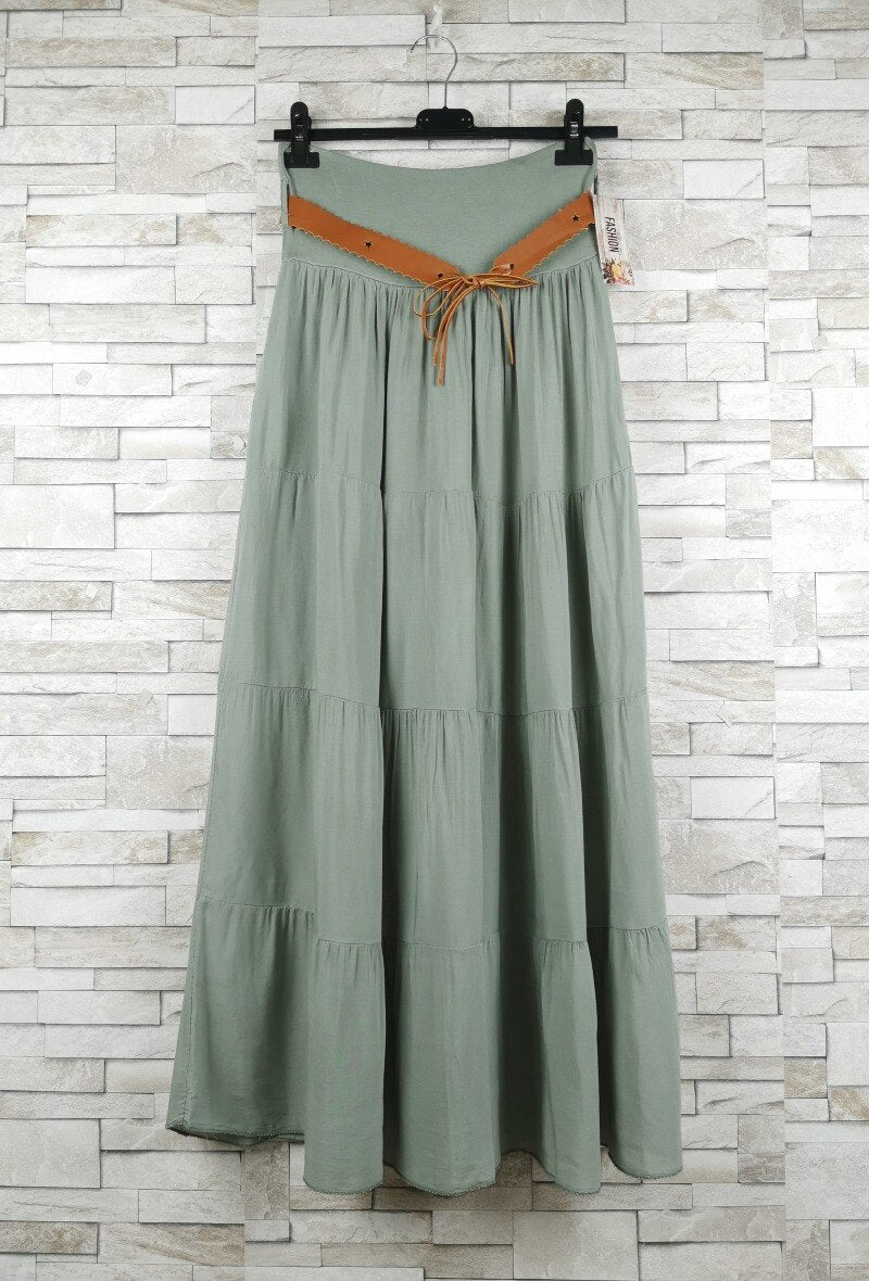 Khaki Skirt with Belt