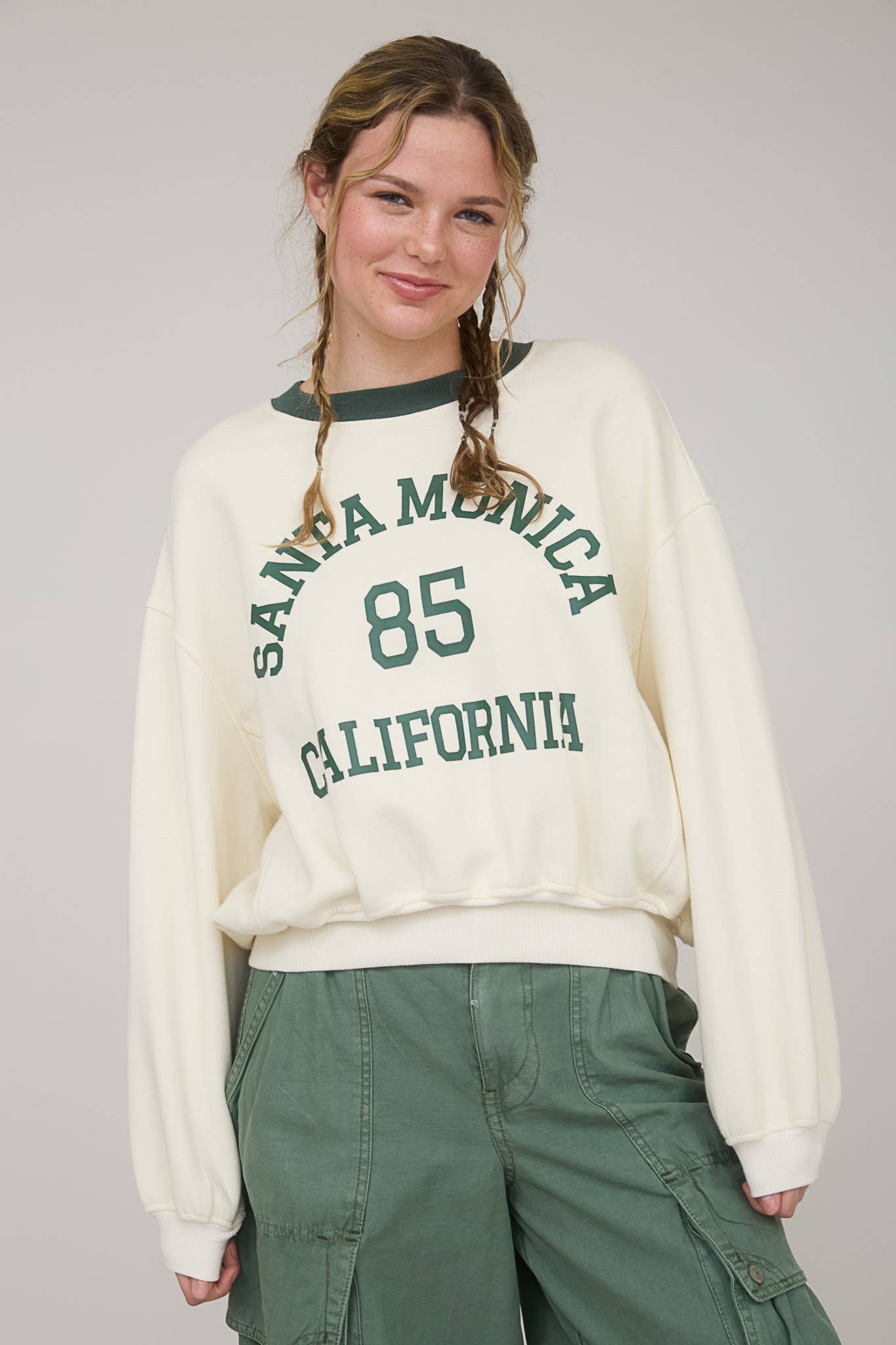 SANTA MONICA CROPPED CREW NECK KNIT TOP