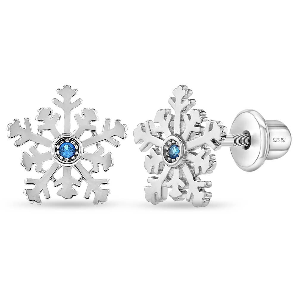 Winter Snowflake Kids / Girls Earrings - Sterling Silver