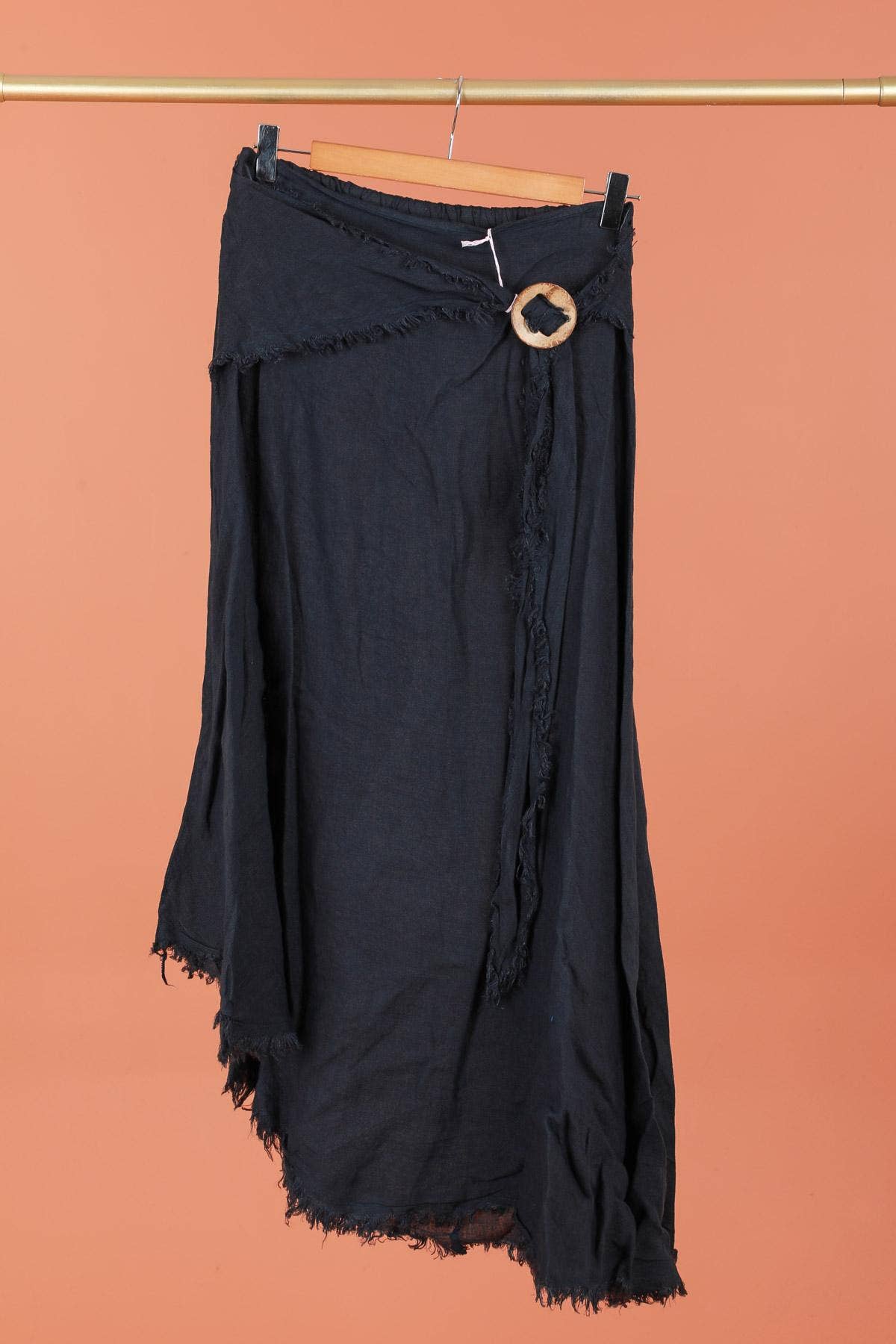 Boho Linen Skirt with Drawstring