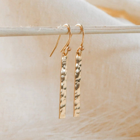 Hammered Bar Earrings | 14k Gold Fill & Sterling Silver