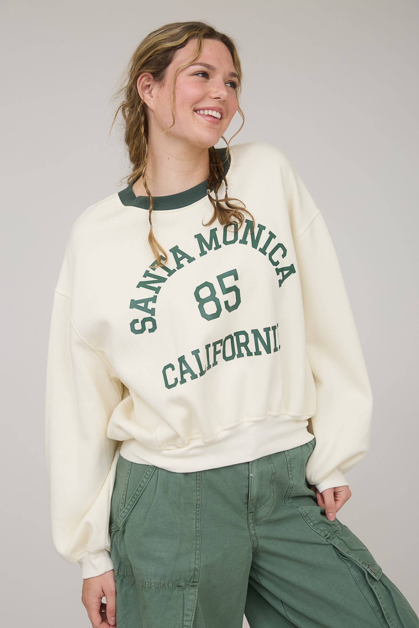 SANTA MONICA CROPPED CREW NECK KNIT TOP