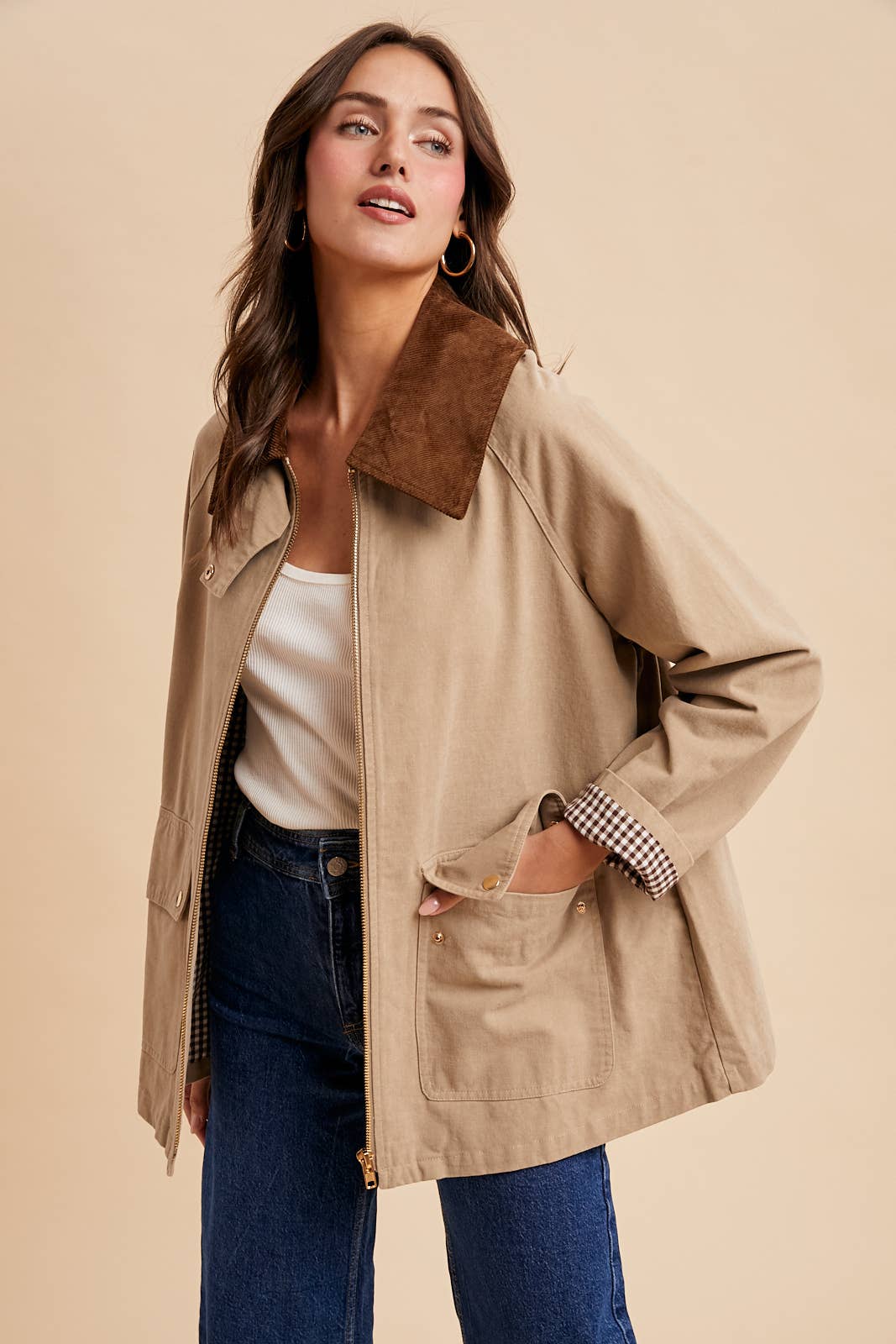 CORDUROY COLLARED COTTON CHORE JACKET