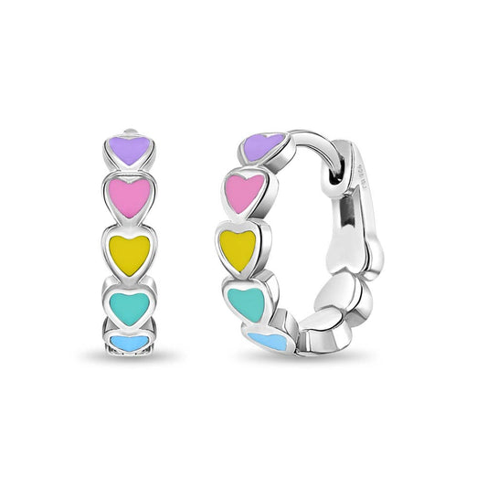 Heart Hoop Earrings  - Sterling Silver