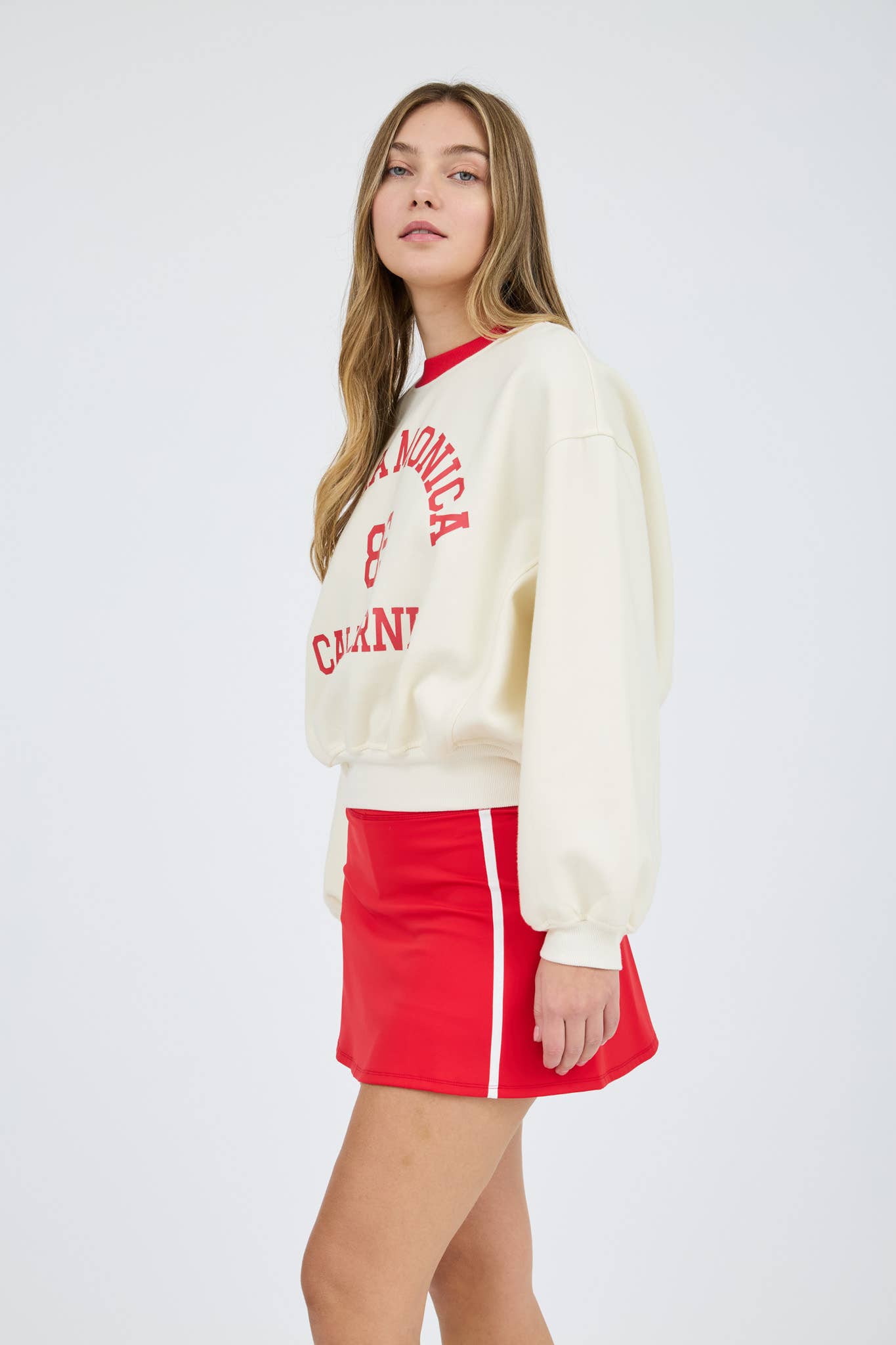 SANTA MONICA CROPPED CREW NECK KNIT TOP