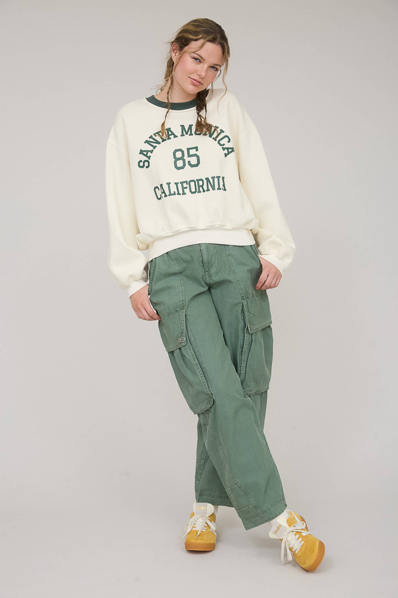 SANTA MONICA CROPPED CREW NECK KNIT TOP