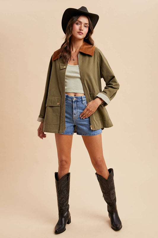 CORDUROY COLLARED COTTON CHORE JACKET