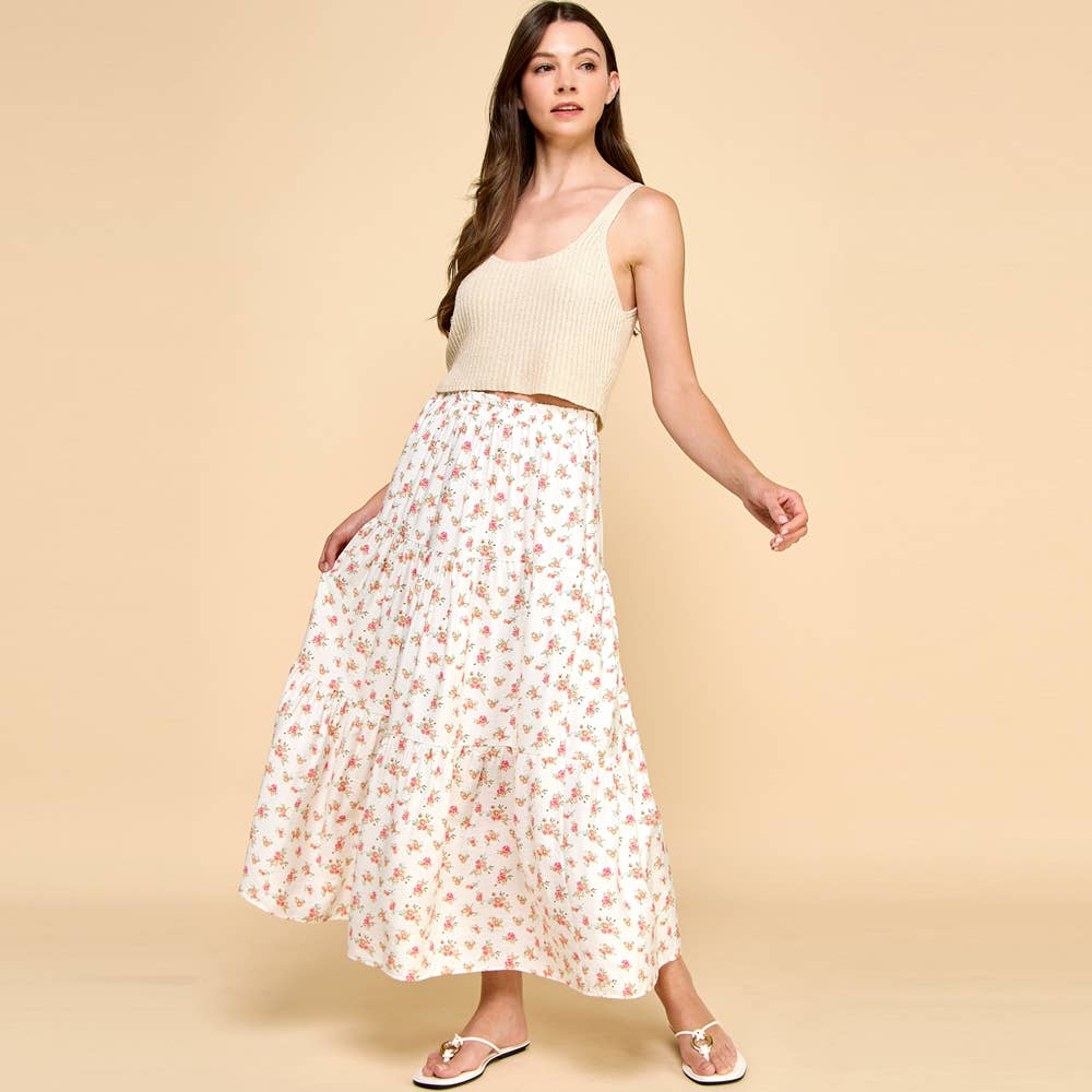 Three Layered Floral Printed Skirt