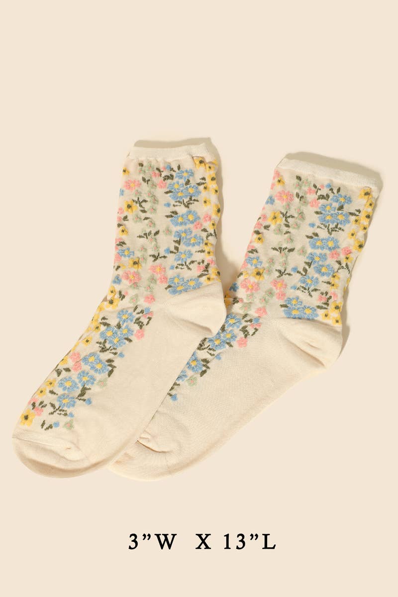 Assorted Flower Pattern Socks