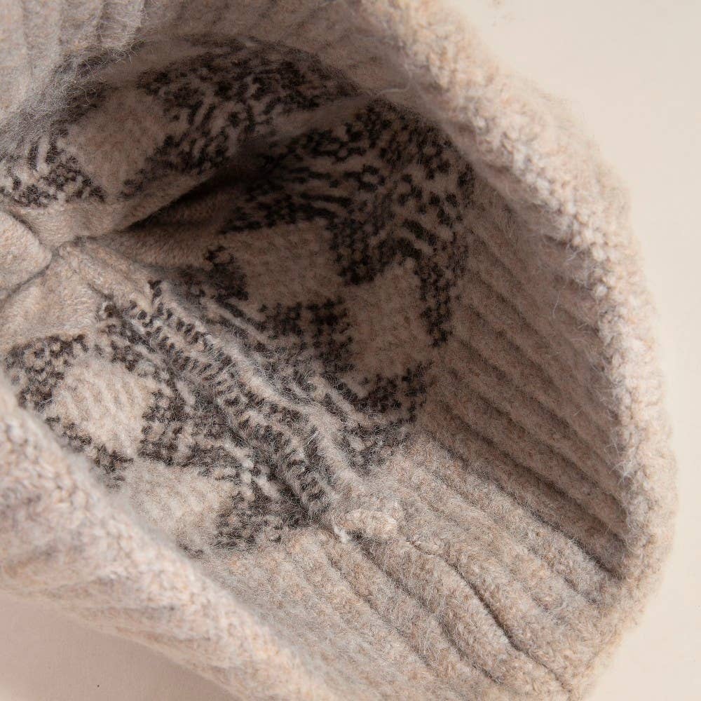 Argyle Knit Pom Beanie