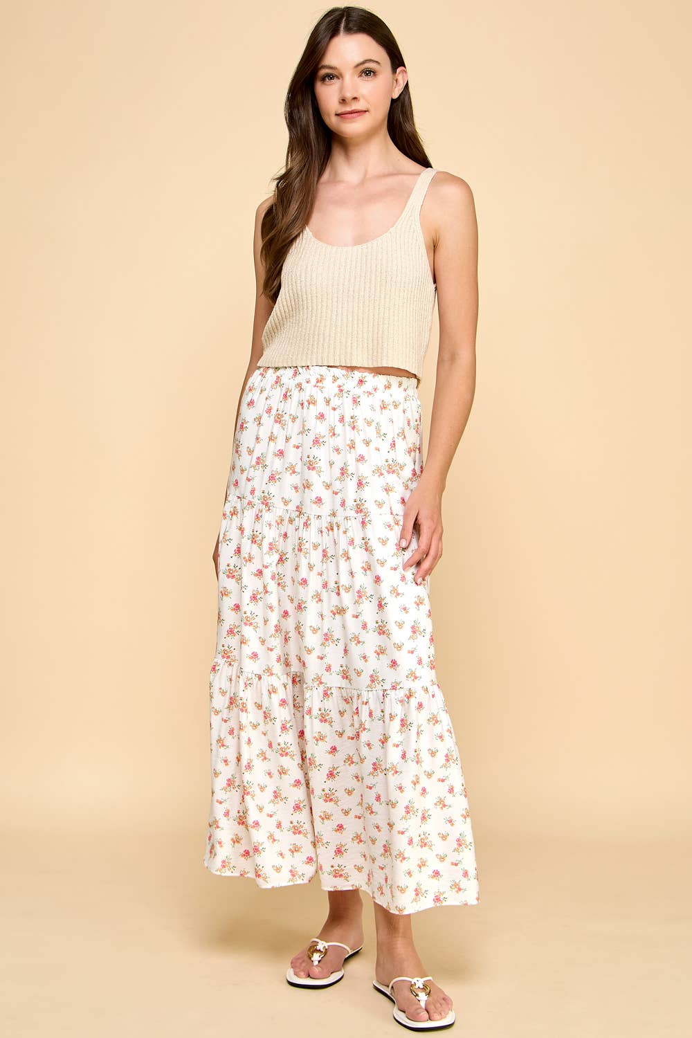 Three Layered Floral Printed Skirt