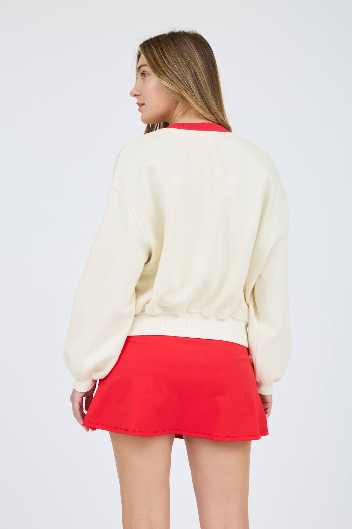 SANTA MONICA CROPPED CREW NECK KNIT TOP