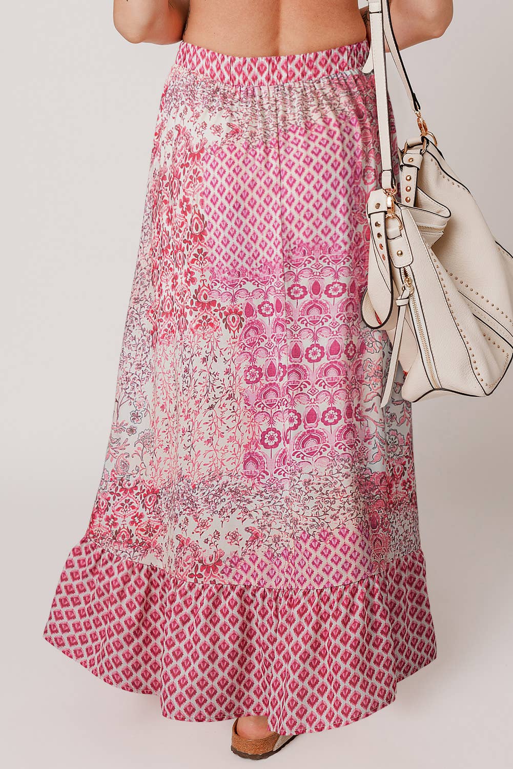 Boho Pattern Print - High Waist Maxi Skirt