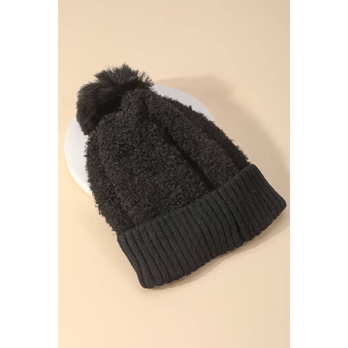 Teddy Knit Pom Beanie