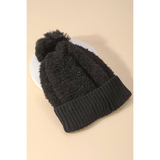 Teddy Knit Pom Beanie