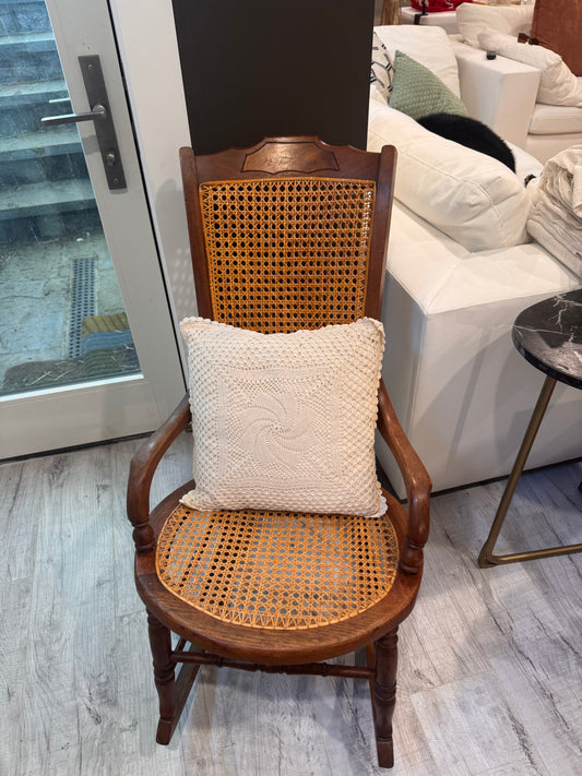 Antique Cane Victorian Lady Rocking Chair