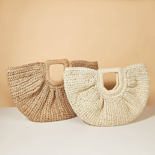 Straw Woven Beach Bag - Retro Casual Handbag