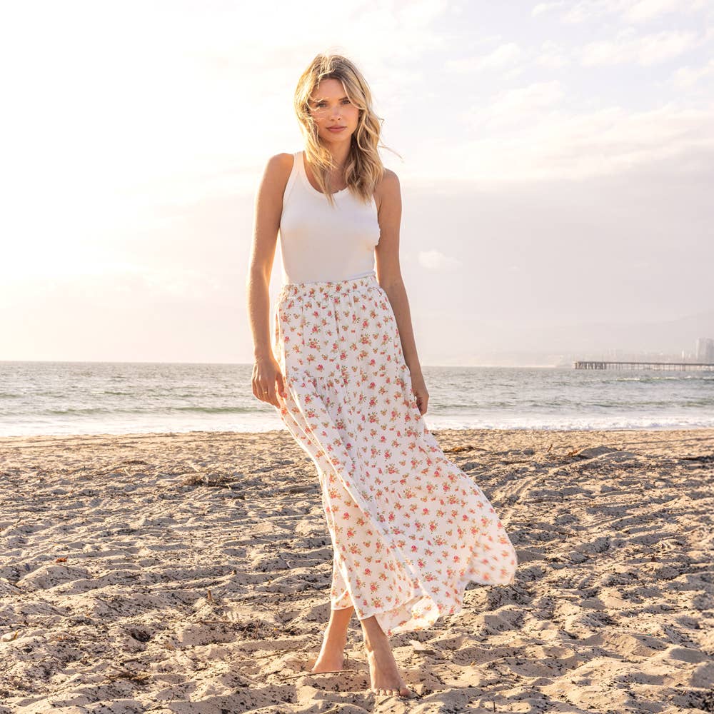 Three Layered Floral Printed Skirt