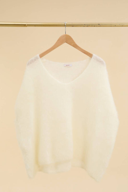 80% KID MOHAIR V-NECK PONCHO SWEATER
