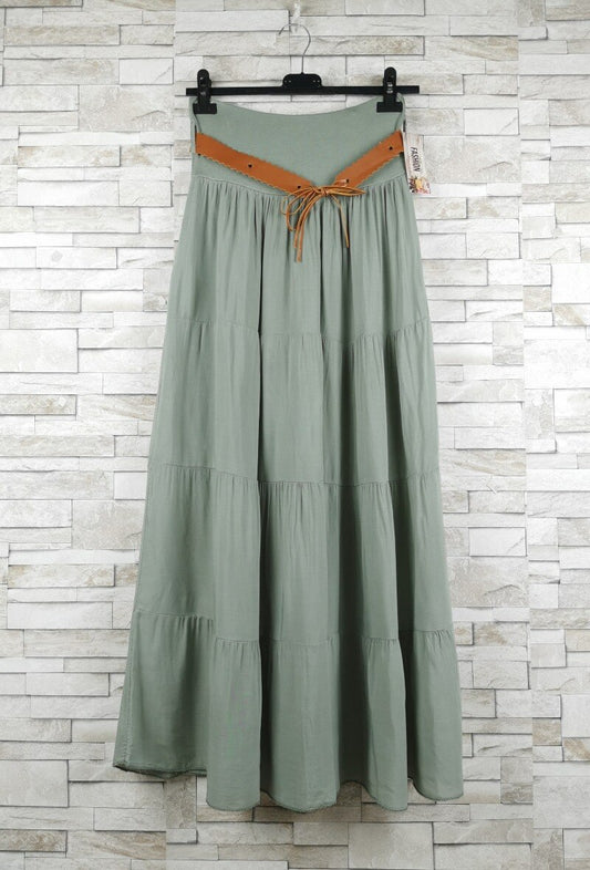 Khaki Skirt with Belt